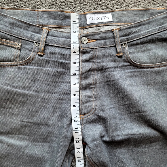 Gustin men's light grey denim size W38 L34 slim fit raw button fly - Picture 13 of 16